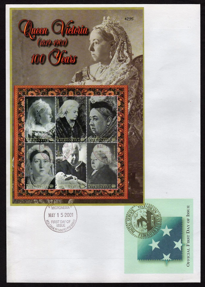 MICRONESIA, SCOTT #441, FDC COVER - QUEEN VICTORIA, ROYALTY, YEAR 2001 - Image 1 of 1