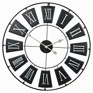 70cm Extra Large Metal Round Wall Clock Roman Numerals Home Decor Office Design