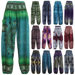 Ladies Harem Pants Baggy Bohemian Boho Hippie Aladdin Yoga Genie Trousers HP - Imagen 1 de 184