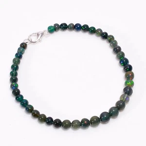 21.3 Ct. Multi Ethiopian Opal Gemstone Round Smooth Beads Bracelet 8" A-3521 - Picture 1 of 3