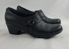 Women?s Clarks Genet Leather Shoes with Side Zipper, Size 8.5M