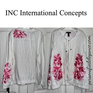 NEW INC International Concepts Sweet Meadow White/Pink Floral Jacket 2X $69.50 - Picture 1 of 11