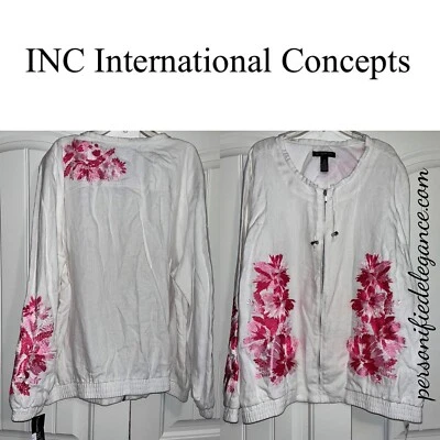 NEW INC International Concepts Sweet Meadow White/Pink Floral Jacket 2X $69.50 - Image 1 of 4