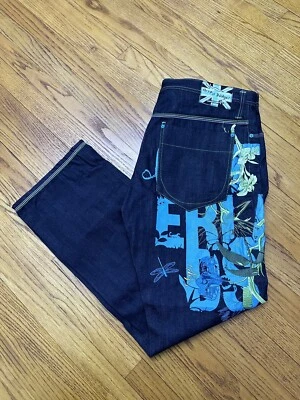 Pantalones de mezclilla holgados bordados Y2K Artful Dodger para hombre 38x34 skate ropa de calle hip hop Foto 1 de 4