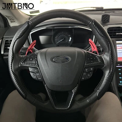 38cm 15" Steering Wheel Cover Leather Anti-slip For Ford Carbon Fiber + Black - Image 1 of 4