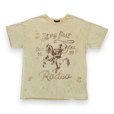Camiseta Forever 21 de gran tamaño para mujer desgastada gráfico de rodeo caballo vaquero talla S Foto 1 de 4