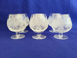 Vintage Bohemian Crystal Queen Lace 5oz Brandy Snifter, Set of 6