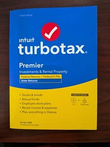 TurboTax Premier 2020 Desktop Tax Software Federal Disc - Picture 1 of 3