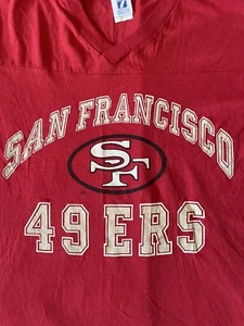 Vintage 90s 49ers NFL Jersey T-Shirt Red Size M - Picture 1 of 6