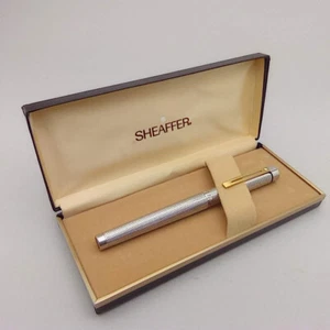 SHEAFFER TARGA 1010X SILVERPLATED FULL SIZE FOUNTAIN PEN 14K NIB VTG EXCELLENT - Picture 1 of 12