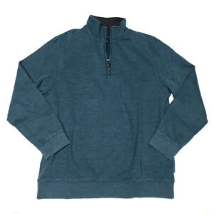 Van Heusen Blue Knit 1/4 Zip Mock Neck Long Sleeve Pullover Sweater Mens Large