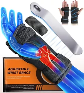 Carpal Tunnel Wrist Brace with Magnetic Therapy Pad, Extra-Long Adjustable Strap - Picture 1 of 4