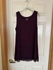 Logo Layers Maroon Scoop Neck Sleeveless Lace Trimmed Tunic Large L
