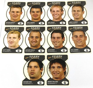2005 SELECT AFL TRADITION CARD FACE DIE CUT PARALLEL TEAM SET (10)-COLL’WOOD