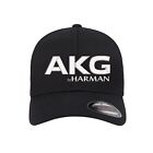 AKG Headphones Logo Embroidered Flexfit Hat Flat and Curved