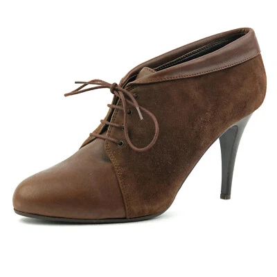 NUEVO J.CREW Talla 11 Botines Gamuza Cuero Marrón Stiletto Hecho en ITALIA Foto 1 de 4