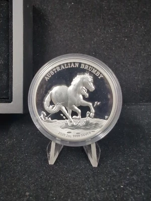 2020 Australian Brumby 2 oz Silver High Relief Proof Coin Box  RARE 2ozA - Image 1 of 4
