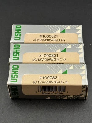 Lot of 3 NEW USHIO 1000821 JC12V-20W/G4 C-6 Mini Bulbs Made in Japan - Image 1 of 4