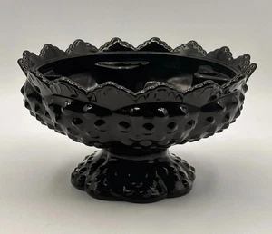 Fenton Kunstglas schwarz Amethyst Nagellack 6 Kerzenanschlüsse Standschale 3 1/2" hoch - Bild 1 von 7