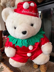 1994 Dayton Hudson Santabear Clown Narr Bär Stechpalmenblatt Kragen weiß Plüsch EUC - Bild 1 von 15