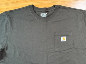 Carhartt T-Shirt XL Men Short Sleeve Loose Fit Crew Neck Pocket Logo Dk Olive - Picture 1 of 4