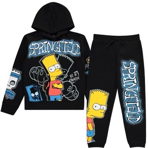 Boys Bart Simpson Hoodie and Jogger Sweatpants Clothing Set- Little and Big... - Picture 1 of 9
