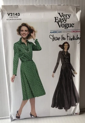 Vogue 2143 Pattern 1970s Misses Vintage Knit Dress Diane Von Furstenberg Sz18-26 - Image 1 of 2