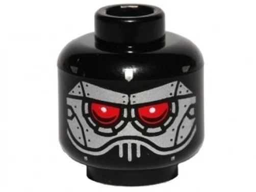 LEGO - Minifig, Head Alien with Evil Robot Silver & Red Eyes - Black - Image 1 of 1