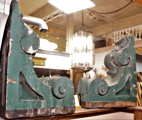 LARGE SET of 2 Victorian Carved CORBELS  ARCHITECTURAL SALVAGE-DETROIT c.1880 Cover