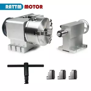 CNC 4th A Drehachsen-Kit 3 Backe K11-130 mm Spannfutter Verhältnis 4:1 mit 100 mm Tailstock - Bild 1 von 11