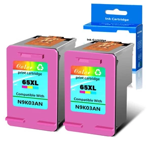 Cartucho de tinta de color 2PK 65XL tinta recargada para HP DeskJet 3722 3732 3733 3735 - Imagen 1 de 7