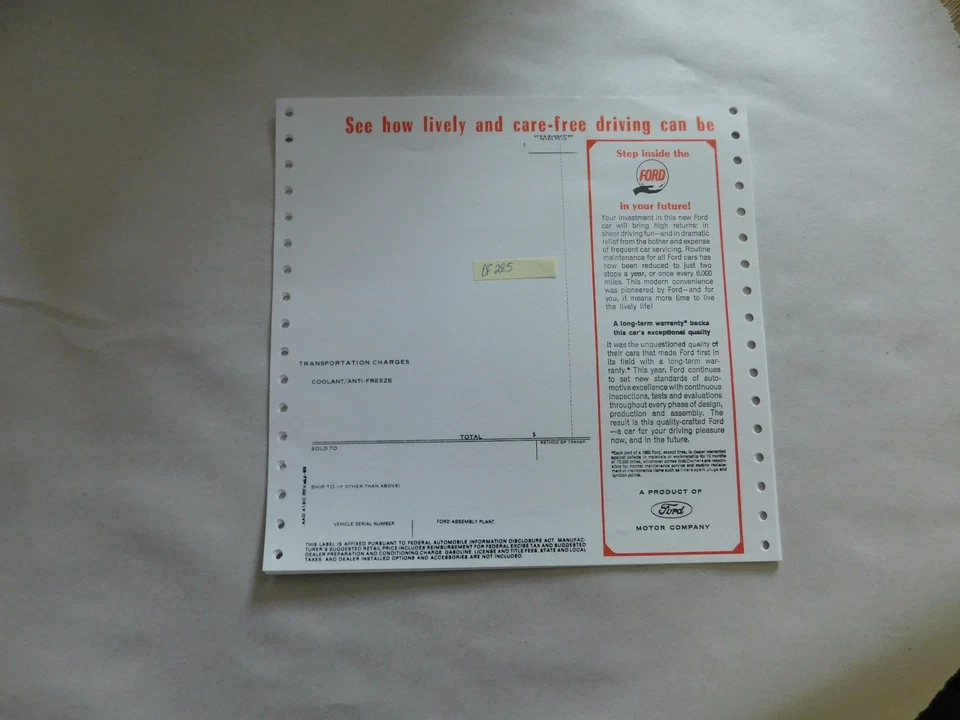 Ford Fairlane Falcon Galaxy Ranchero 1963 pegatina Earl Foto 1 de 1