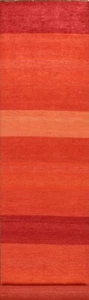 Striped Gabbeh Kashkoli Contemporary Oriental Runner Rug Hand-knotted Wool 3x16 - Picture 1 of 12