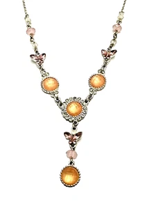 Avon NR Y Drop Necklace Pink & Yellow Victorian Revival Style Nina Ricci 16" - Picture 1 of 15