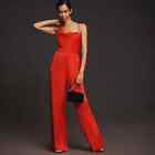 New Anthropologie ?Uk 10 Strappy Cowl-Neck Wide-Leg Red Jumpsuit
