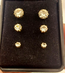 Unbranded Jewelry 3 Pair Crystal Stud Earring Set NIP - Picture 1 of 3