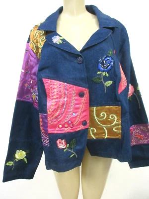 Together Denim Blazer Jacket Plus Size 24W Blue Embellished NEW - Image 1 of 4