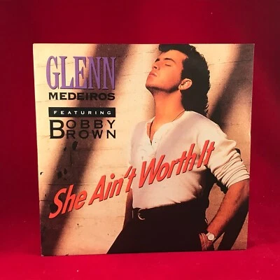 GLENN MEDEIROS BOBBY BROWN She Ain't Worth It 1990 UK 7" vinyl single original - Image 1 of 4