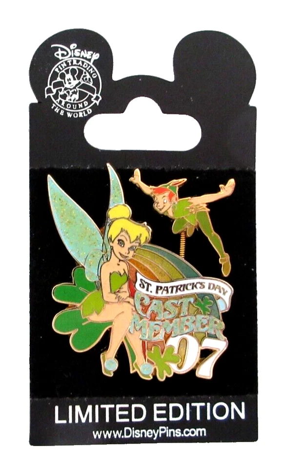 DISNEY 2007 TINKER BELL & PETER PAN 🌈ST. PATRICK'S DAY🍀PIN - LE 1000 - #52887 - Image 1 of 2