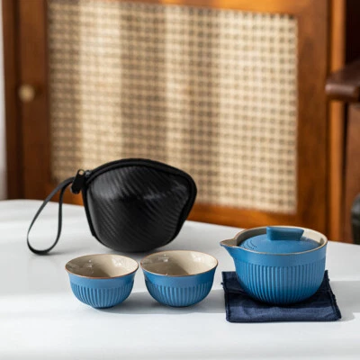 出售瓷茶具旅行茶壶带浸泡孔杯便携式包 — 第 1/4 张图片