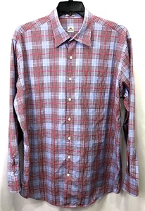 Peter Millar Shirt Long Sleeve Button Down Cotton Plaid - Men Size XL - Picture 1 of 8