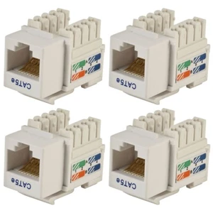 4 Pcs Cat5E RJ45 Ethernet LAN Réseau Keystone Jack 110 Punch Down Snap-in Blanc - Photo 1/5