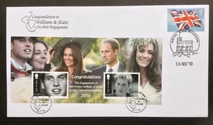 Buckingham 2010 William & Kate Verlobung Isle of Man M/Blatt auf First Day Cover - Bild 1 von 2