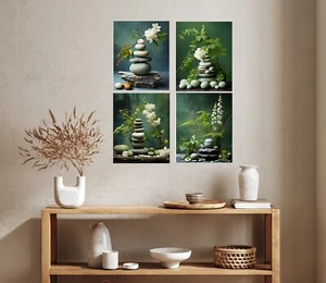 Set of 4 8x10 Asian Stones Wall Art Canvas Prints - Picture 1 of 9
