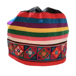 Hmong Embroidery Women Hat Traditional Cap Cotton Boho Heppie Gypsy Multi Color - Picture 1 of 20