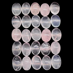 25 Pcs Natural Rose Quartz 15-18mm Oval Cabochon Loose Untreated Gemstones Lot - Picture 1 of 7