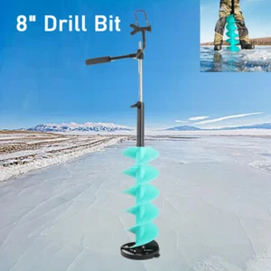 8" Diameter Ice Drill Auger Bit + Adjust Extension Rod Electric Drill Clips Set - Picture 1 of 17