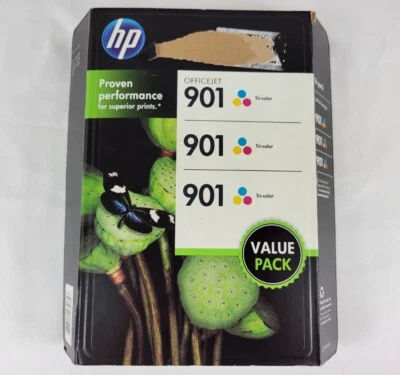 HP 901 Tri-Color Ink Cartridge 3 Pack New Sealed Expired 2014 - Image 1 of 4