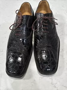 David Eden Hand Made Crocodile And Ostrich Skin Dress Shoes Size 10 Brown - Picture 1 of 9