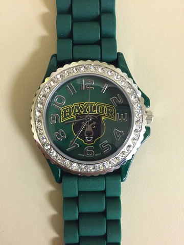 New Women's Watch Baylor Bears Rhinestone Jelly Silicone Bling Glitz Cover